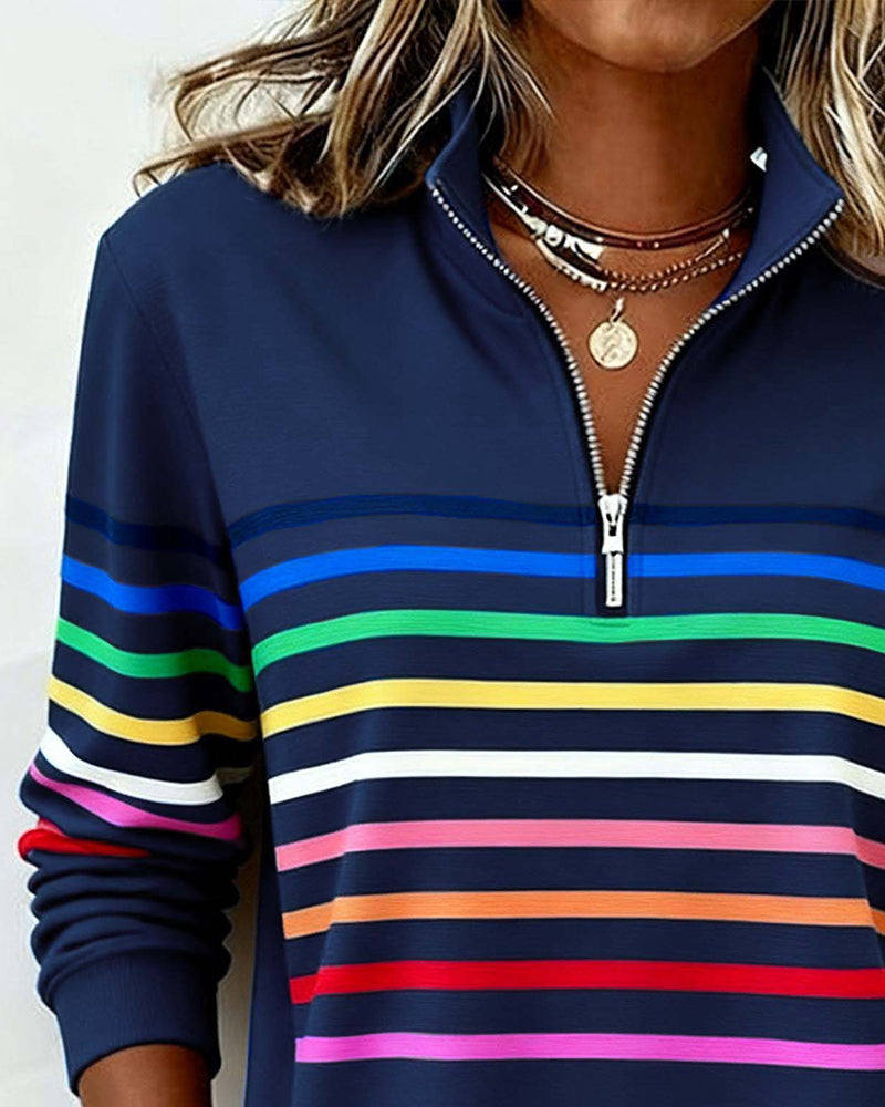 Elora | Cozy Half-Zip Rainbow Sweatshirt