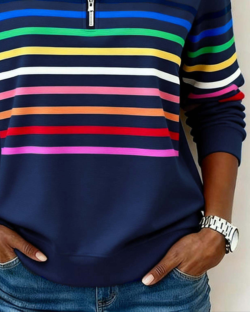 Elora | Cozy Half-Zip Rainbow Sweatshirt