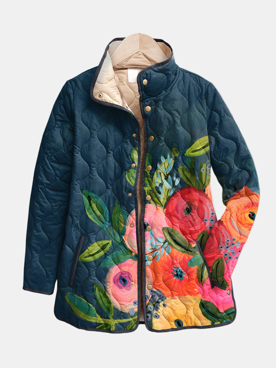 Amaya - Retro Floral Quilted Jacket