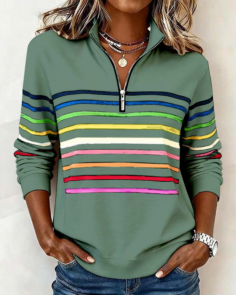 Elora | Cozy Half-Zip Rainbow Sweatshirt