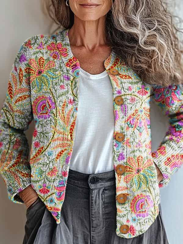 Chic Pastel Pattern Cardigan by Soraya