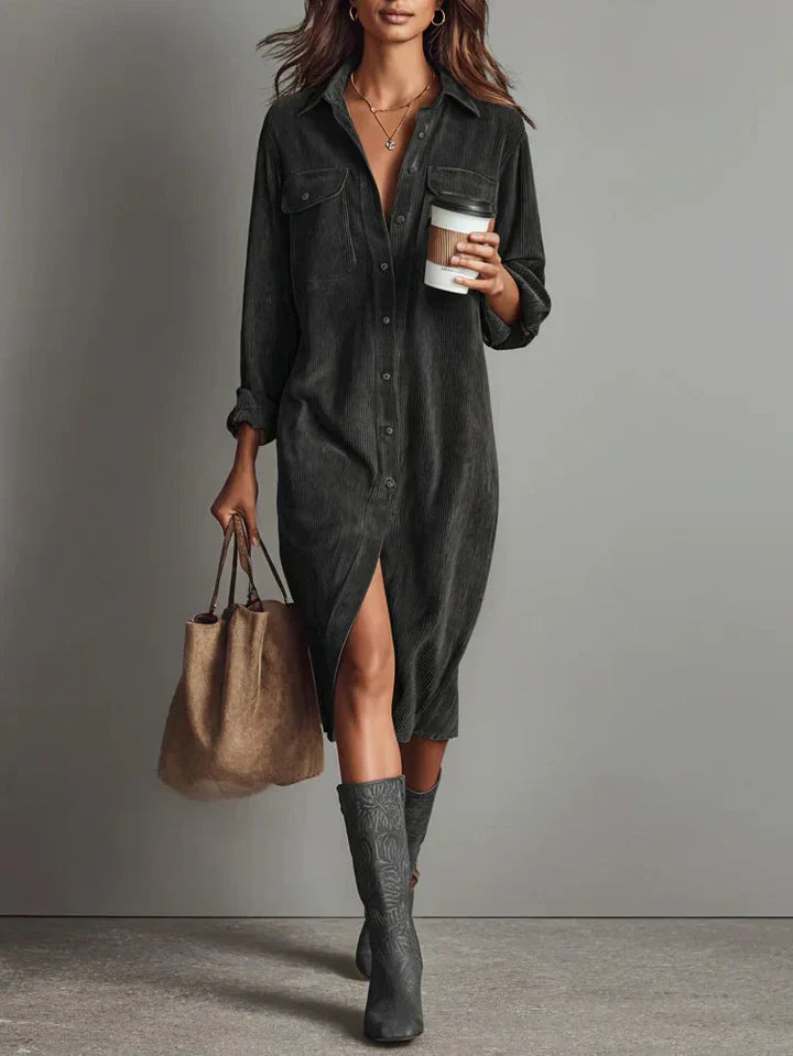 Elise | Corduroy Shirt Dress