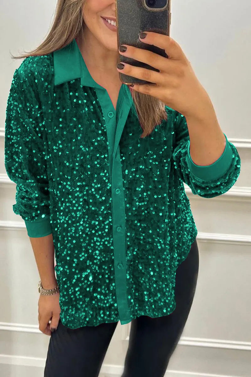 Dana | Sparkle Button-Up Top