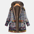 Elena | Bohemian Floral Sherpa Hooded Jacket