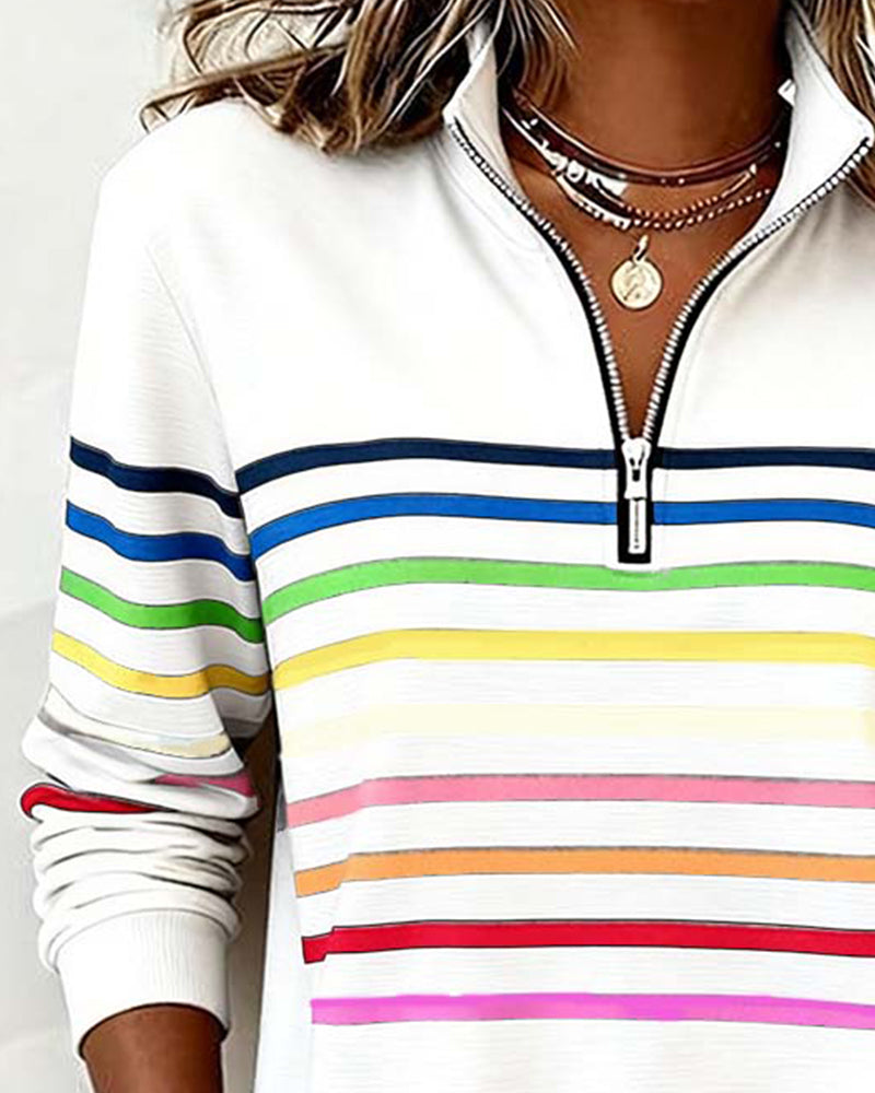 Elora | Cozy Half-Zip Rainbow Sweatshirt