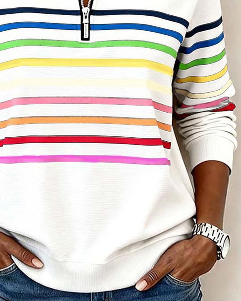Elora | Cozy Half-Zip Rainbow Sweatshirt