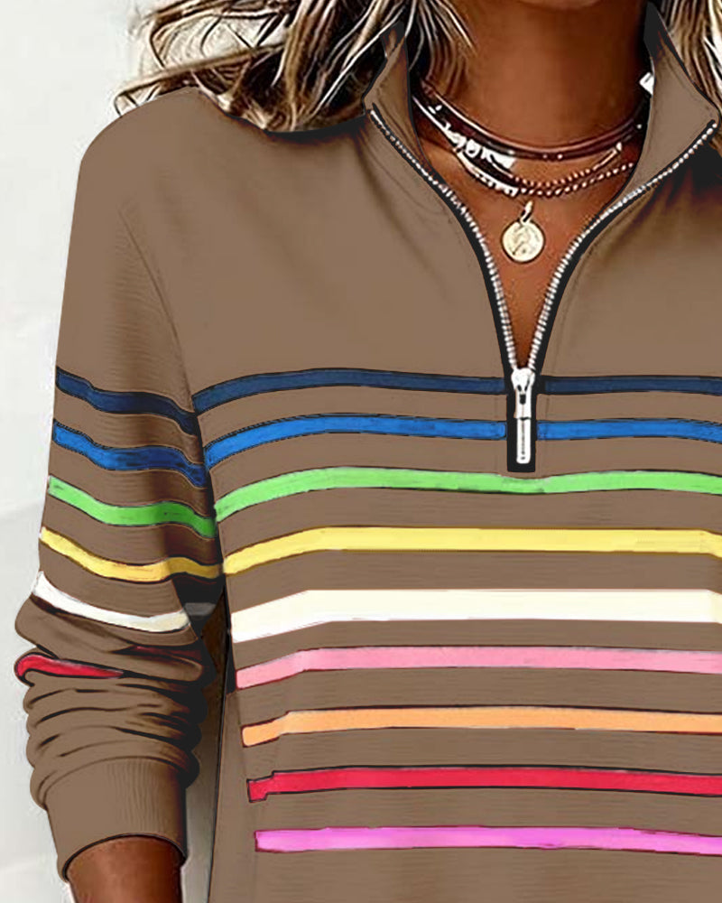 Elora | Cozy Half-Zip Rainbow Sweatshirt