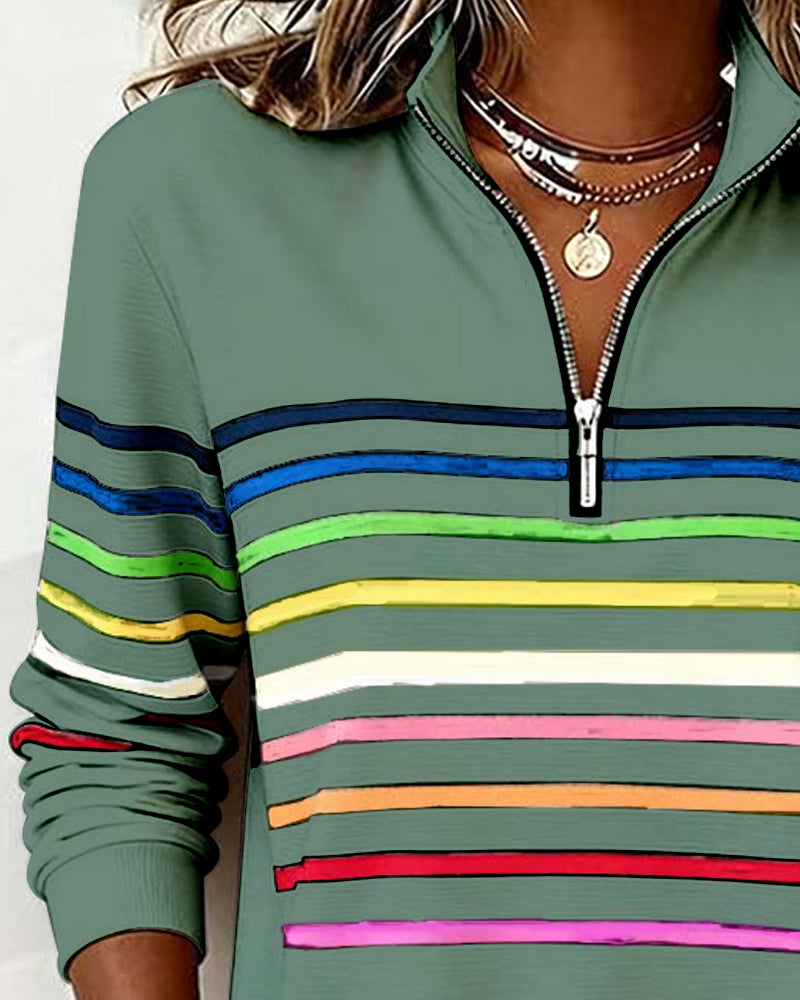 Elora | Cozy Half-Zip Rainbow Sweatshirt