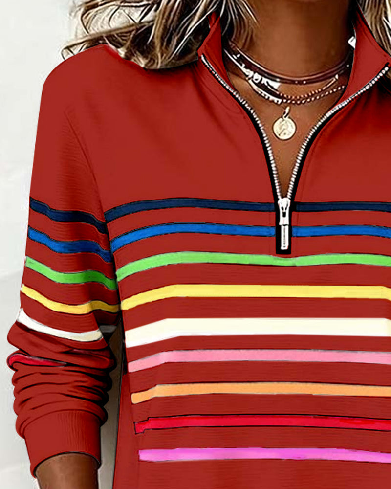 Elora | Cozy Half-Zip Rainbow Sweatshirt