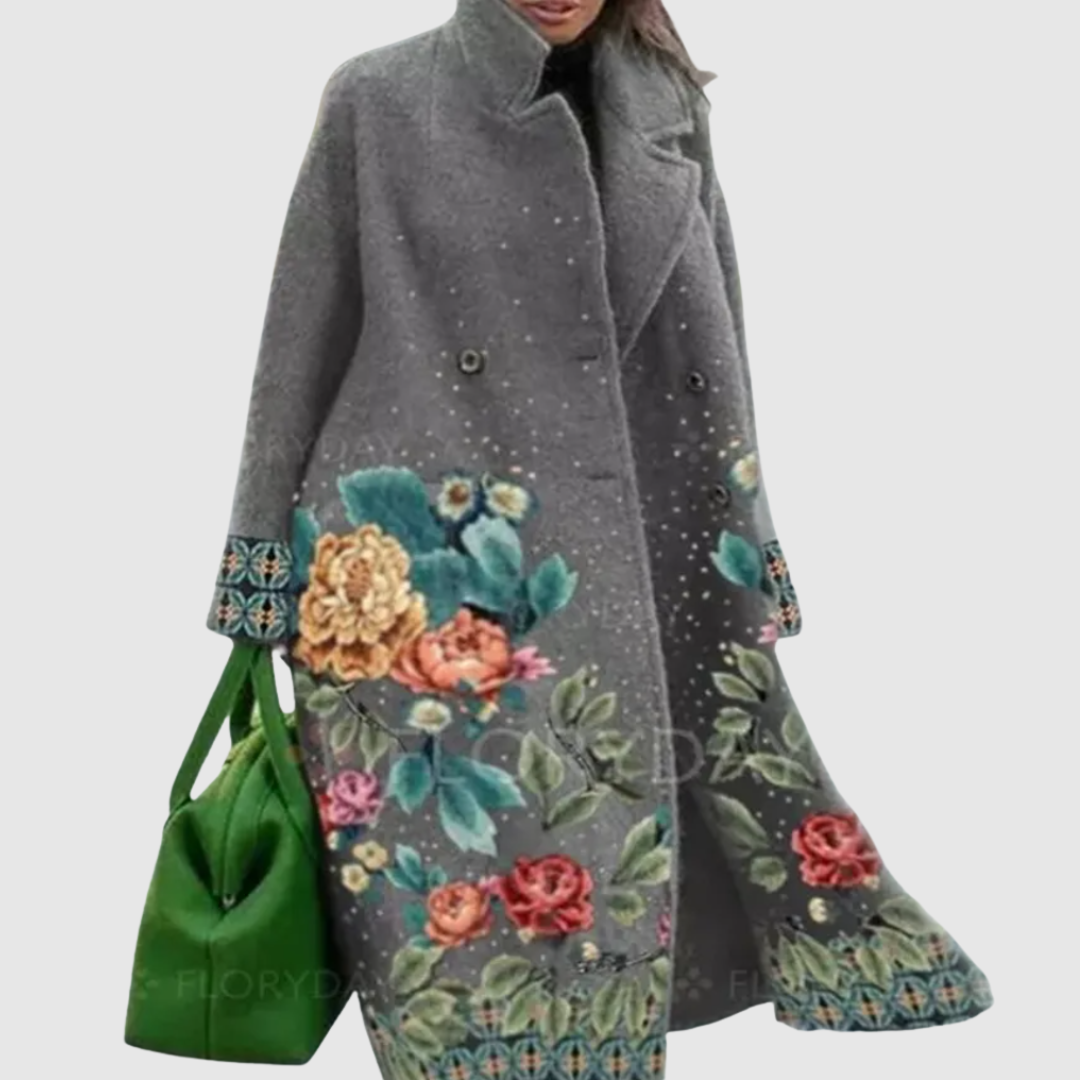 Celeste | Floral Embroidery Wool Coat