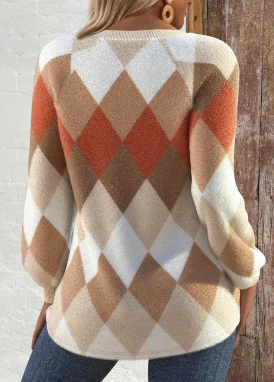 Checkered Knit Sign with Button Accents