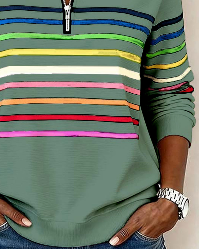 Elora | Cozy Half-Zip Rainbow Sweatshirt