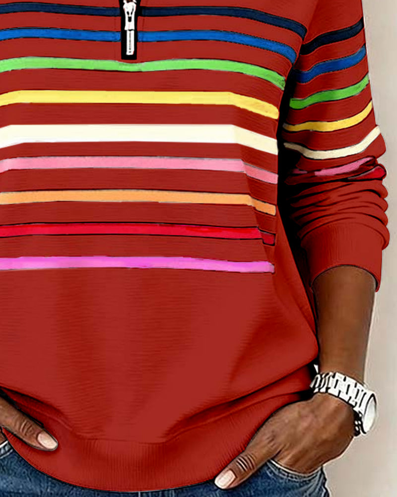 Elora | Cozy Half-Zip Rainbow Sweatshirt