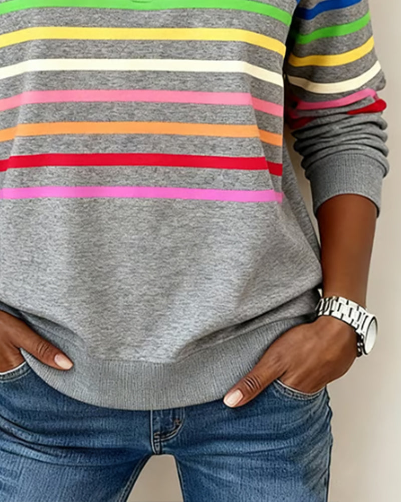 Elora | Cozy Half-Zip Rainbow Sweatshirt