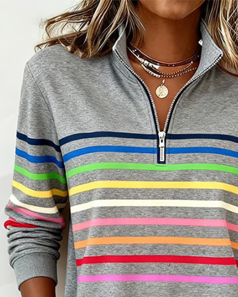Elora | Cozy Half-Zip Rainbow Sweatshirt