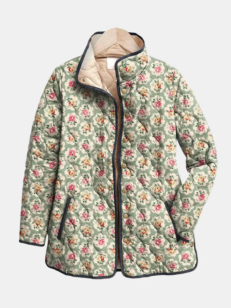 Aveline - Quilted Jacket with Vintage Floral Art Print