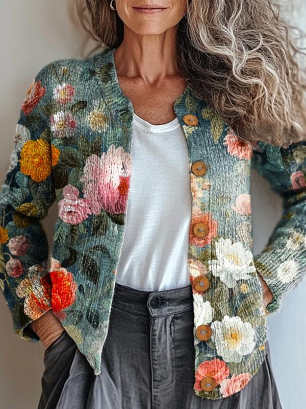 Chic Floral Cardigan by Ellen