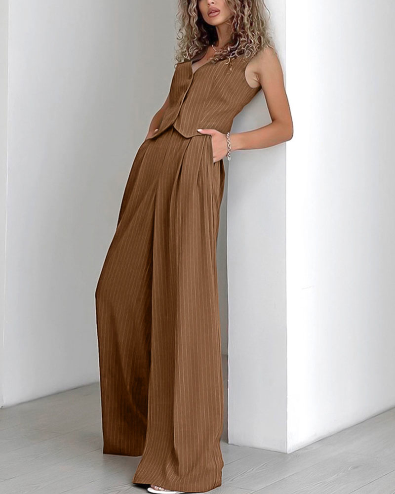 Alexa | Pinstripe Gilet and Trousers Set for Women – Chic & Comfort