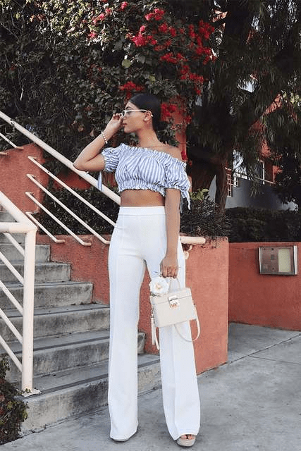 Arleta | Soft Fabric High-Waisted Flared Trousers