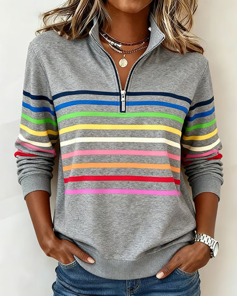 Elora | Cozy Half-Zip Rainbow Sweatshirt