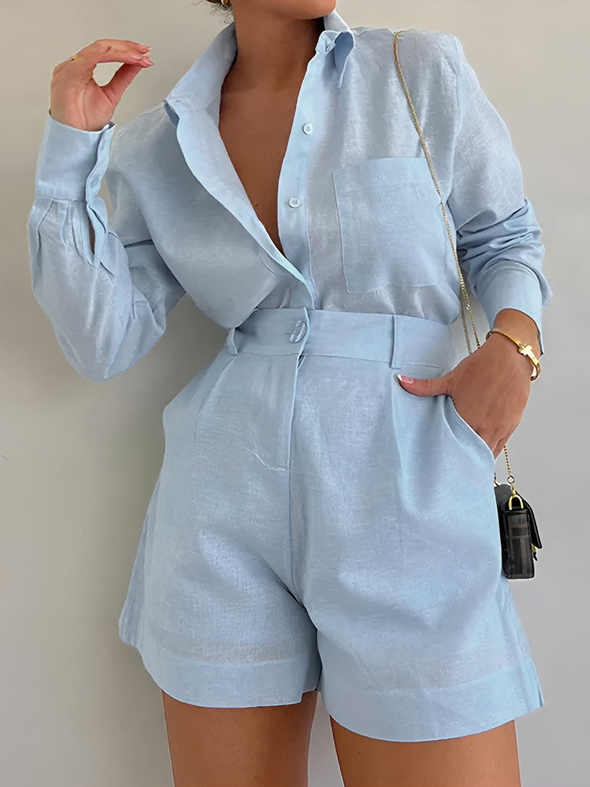 Dona | Women's Two-Piece Cotton Set – Blouse & Shorts for a Stylish Summer