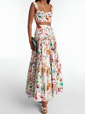 Elia | Women's Printed Pleated Top and Skirt Set