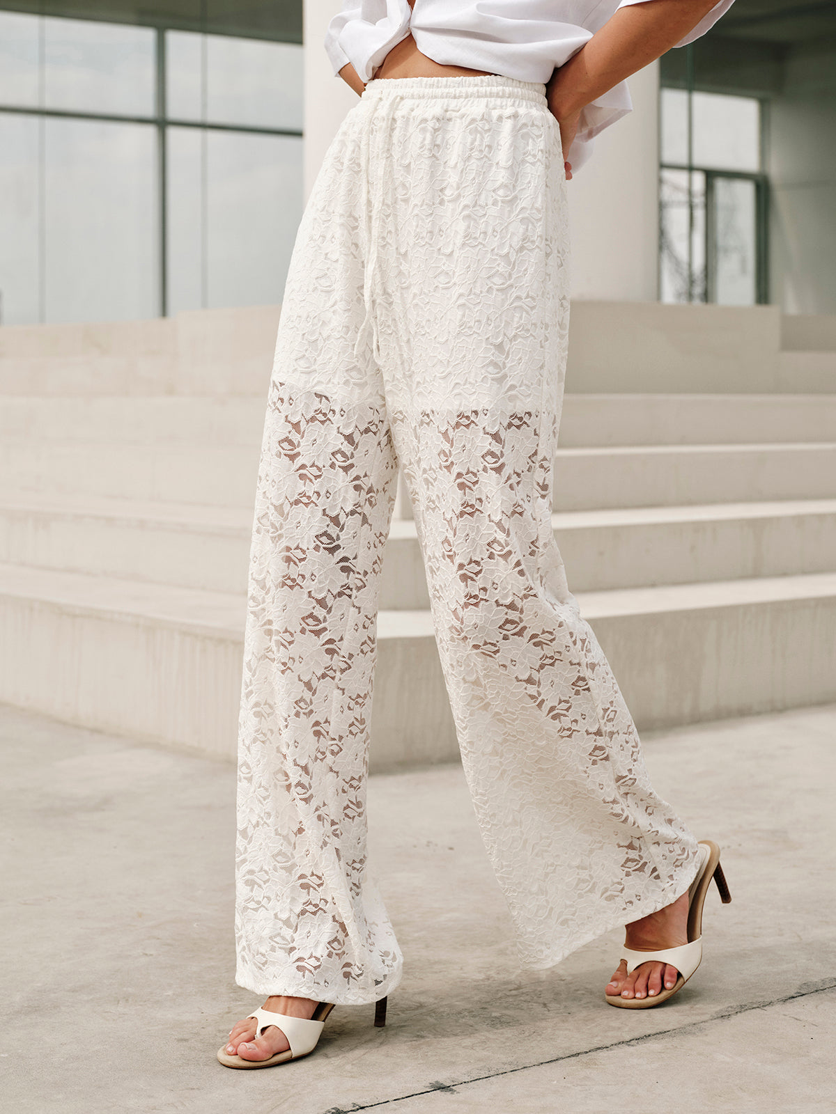 Dita Women's Lace Pants – Mid Rise with Drawstring Waist