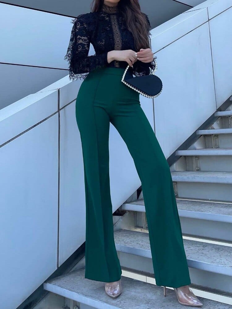 Arleta | Soft Fabric High-Waisted Flared Trousers