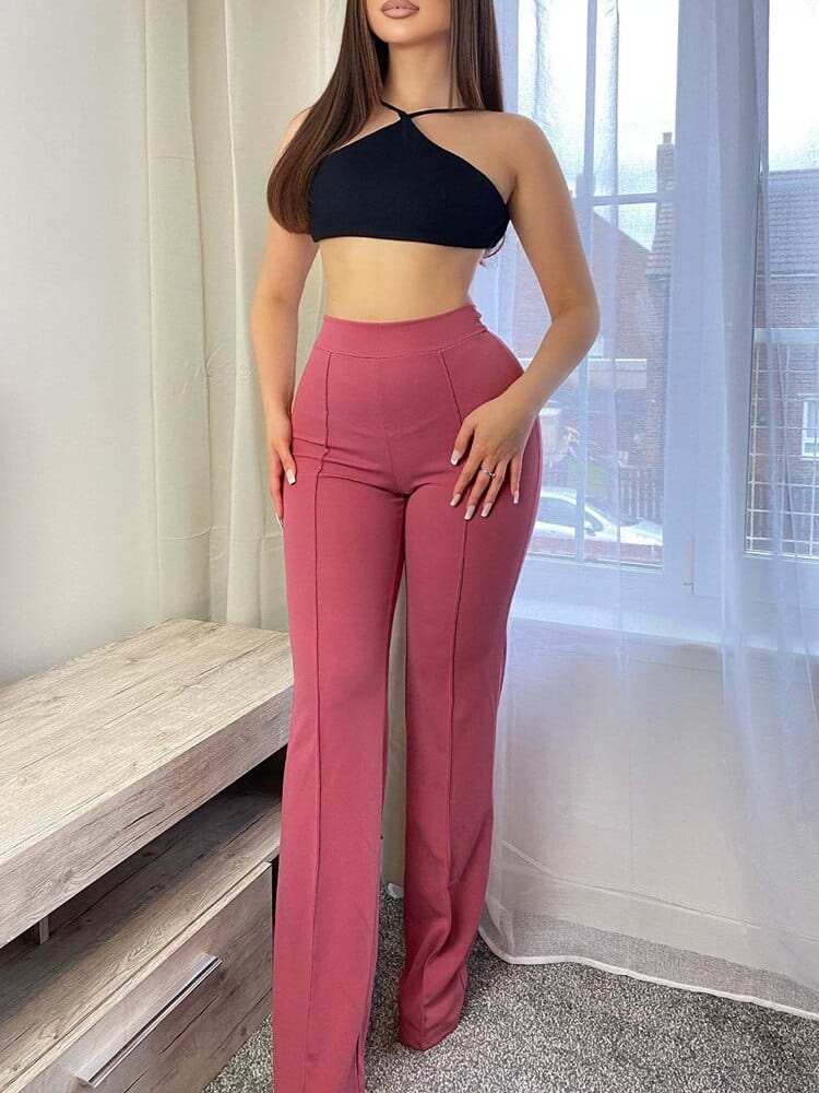 Arleta | Soft Fabric High-Waisted Flared Trousers