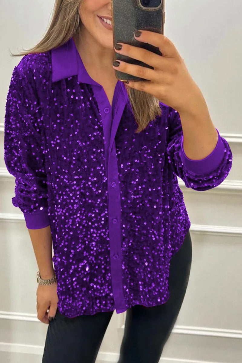 Dana | Sparkle Button-Up Top