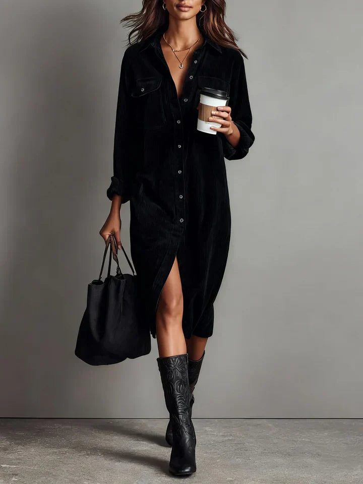 Elise | Corduroy Shirt Dress