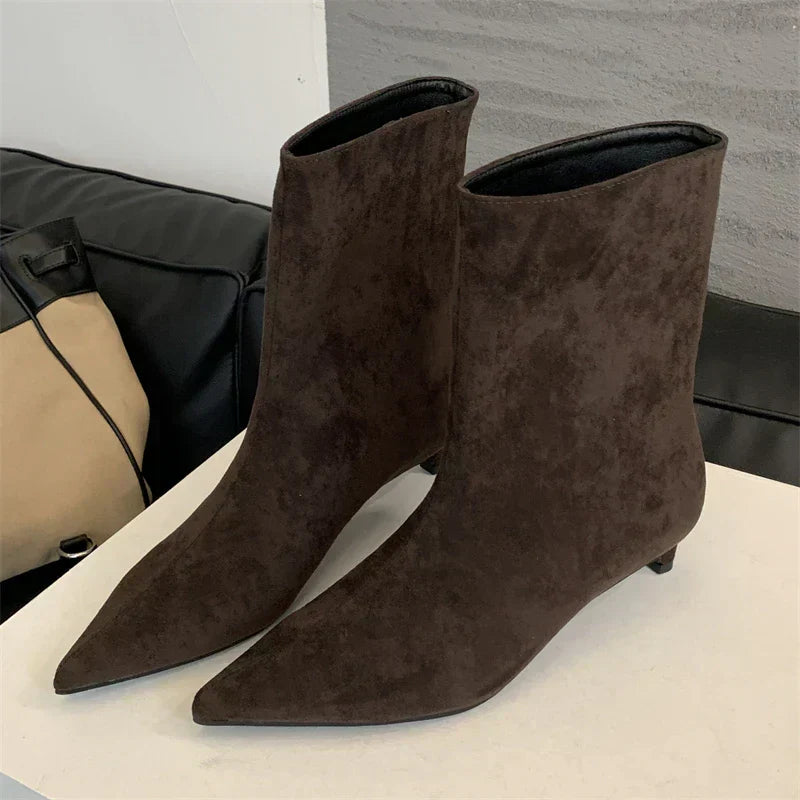Chic Suede Ankle Boots with Sleek Stiletto Heel