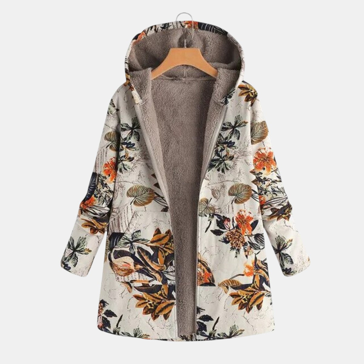 Elena | Bohemian Floral Sherpa Hooded Jacket