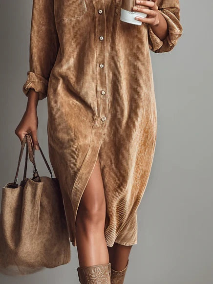 Elise | Corduroy Shirt Dress