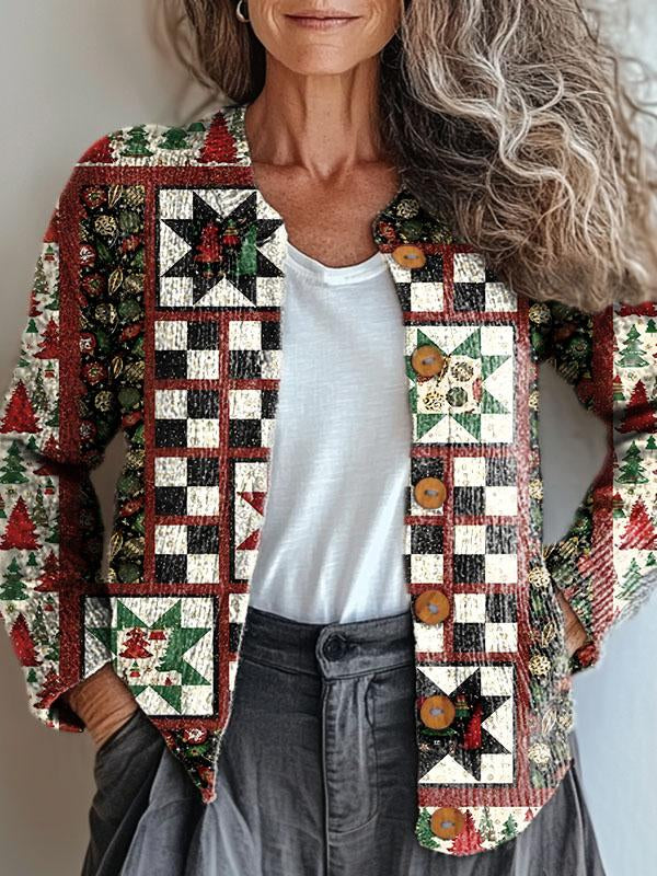 Chic Noelle Patchwork Christmas Cardigan