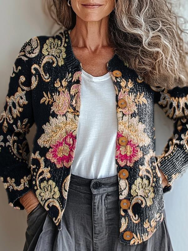 Celeste Elegant Floral Embroidered Cardigan