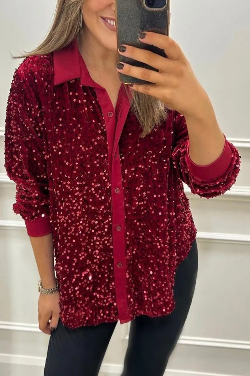 Dana | Sparkle Button-Up Top
