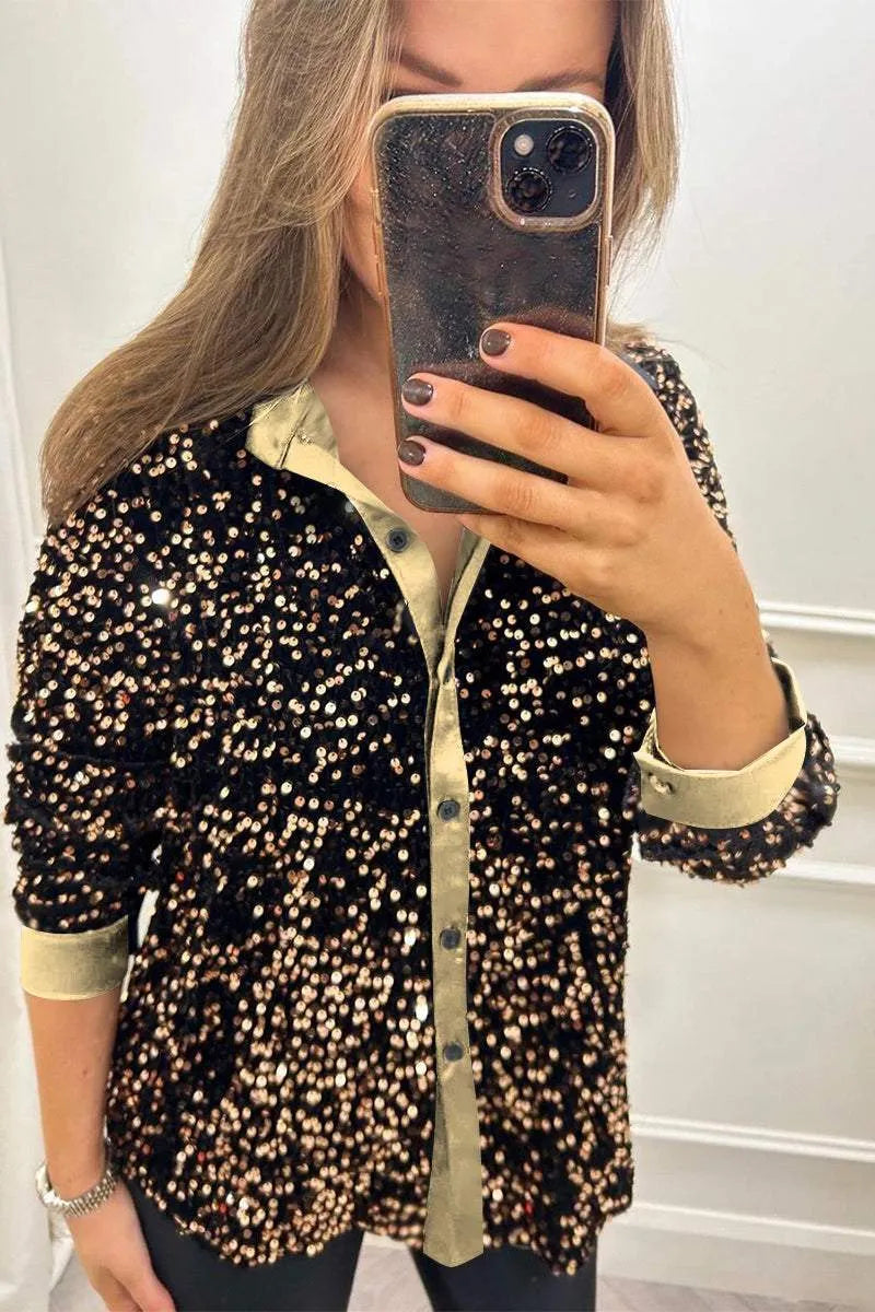 Dana | Sparkle Button-Up Top