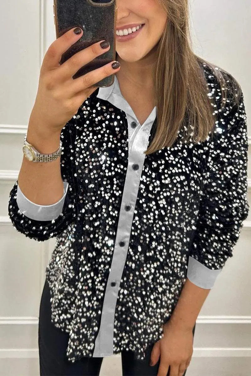 Dana | Sparkle Button-Up Top