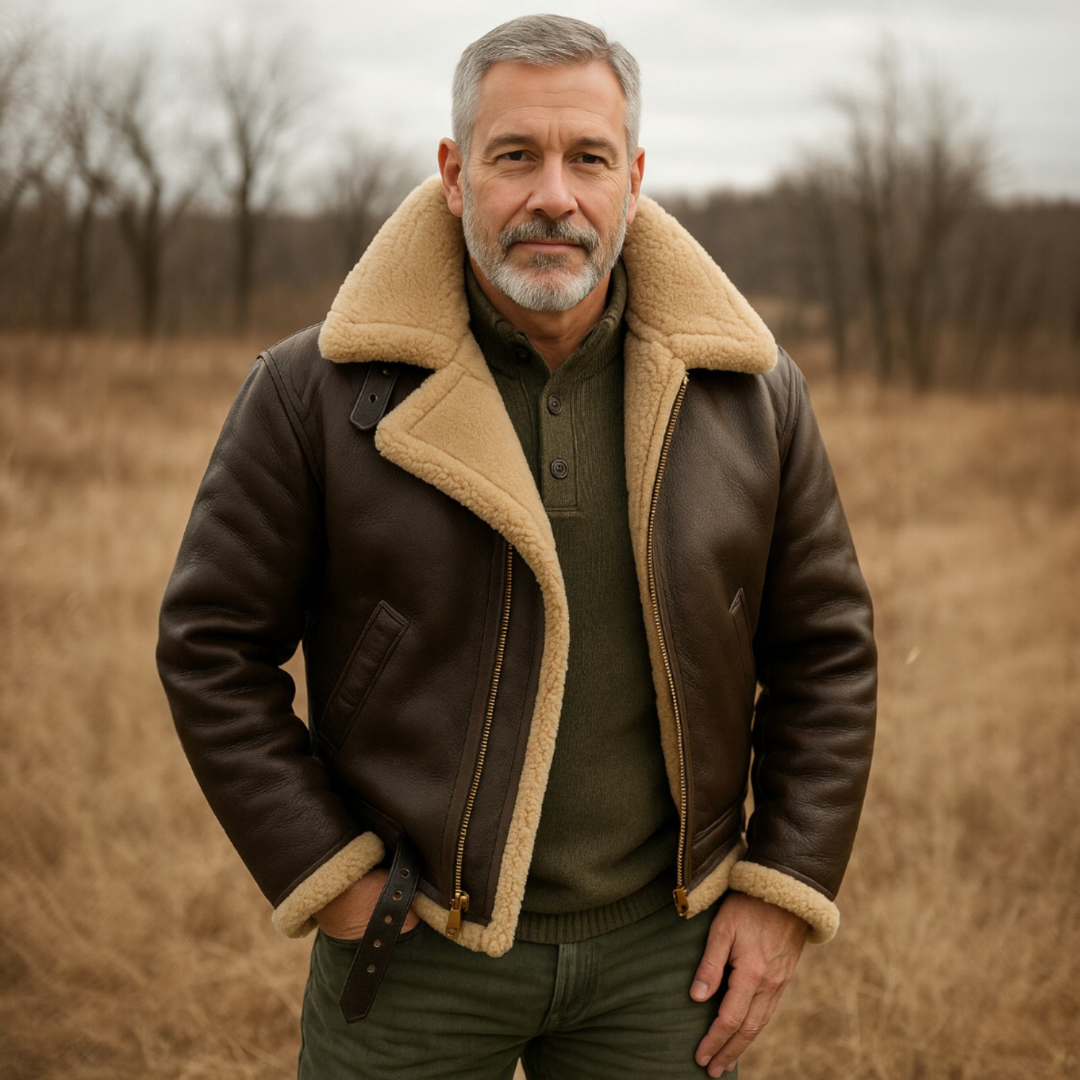 Everett | Premium Shearling-Lined Aviator Jacket