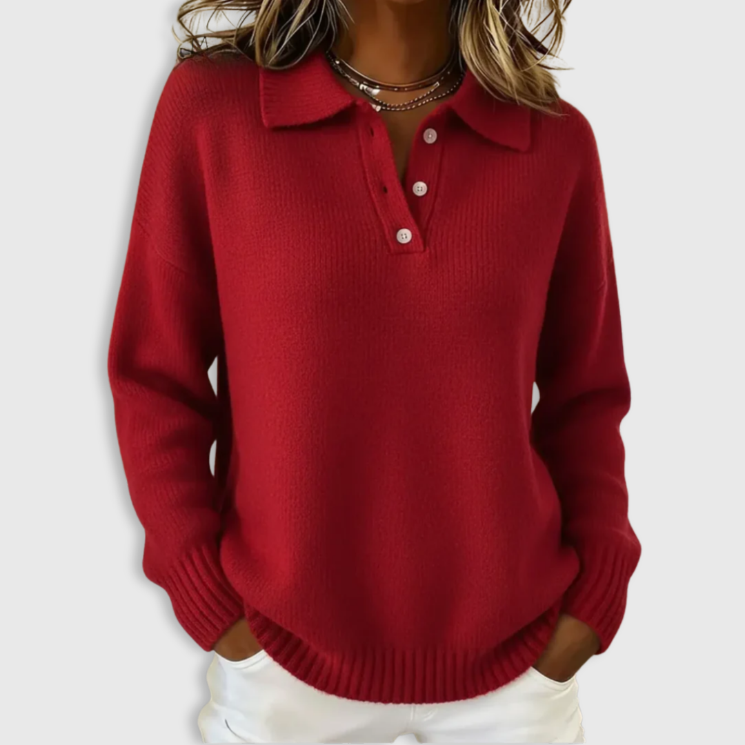 Claire | Soft Knit Polo Sweater