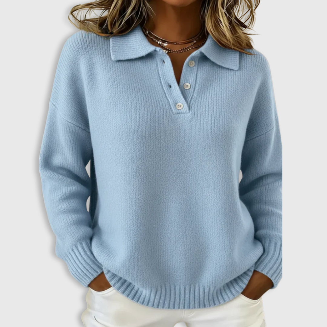 Claire | Soft Knit Polo Sweater