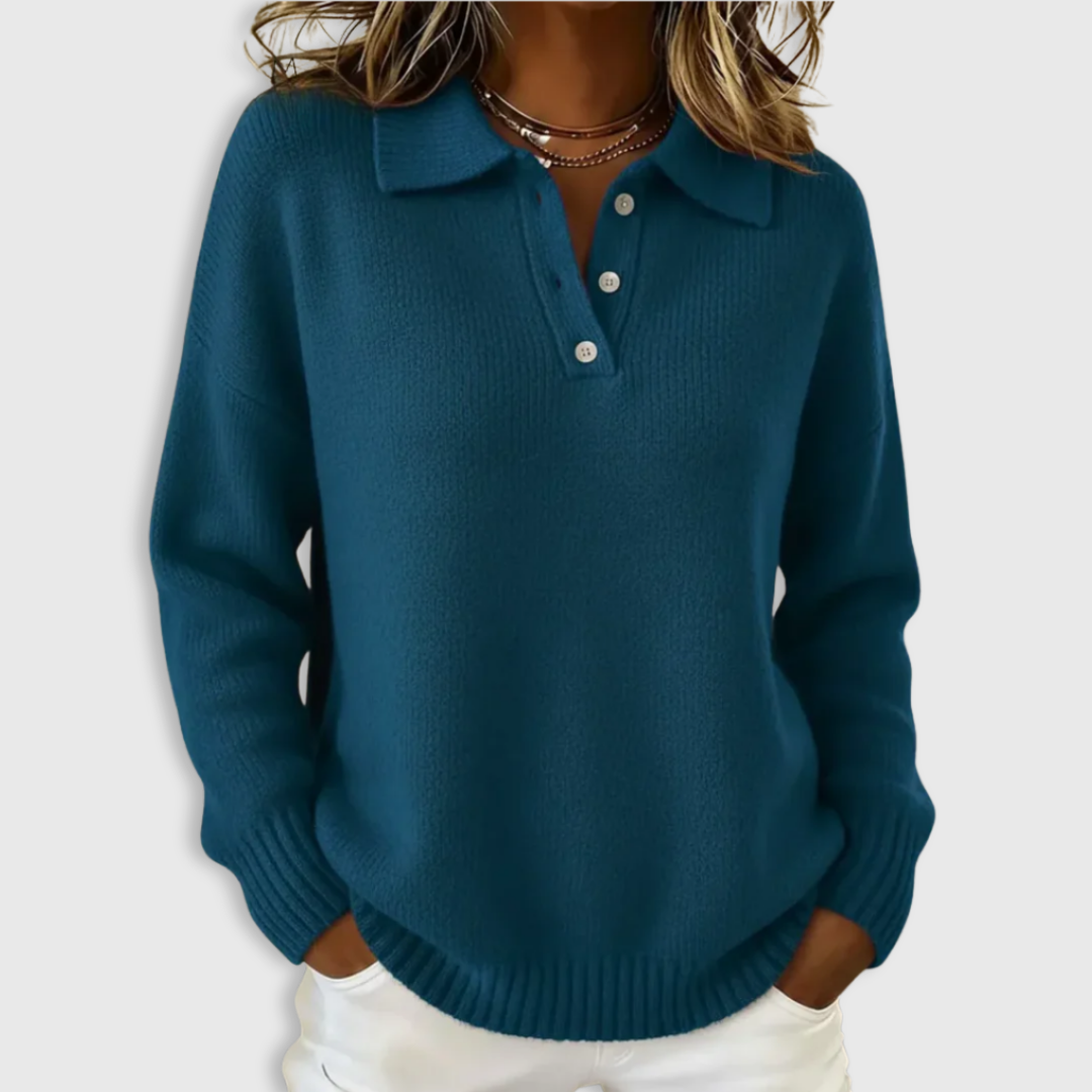 Claire | Soft Knit Polo Sweater