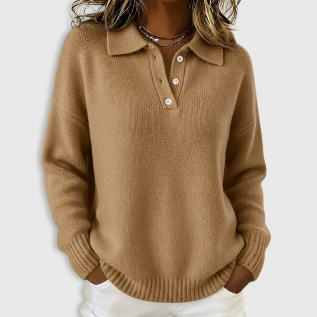 Claire | Soft Knit Polo Sweater