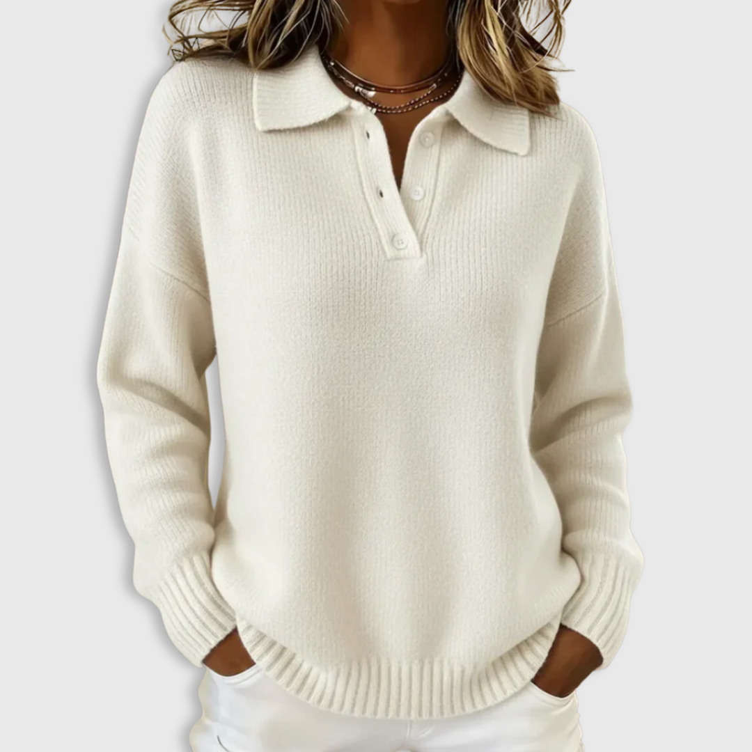 Claire | Soft Knit Polo Sweater